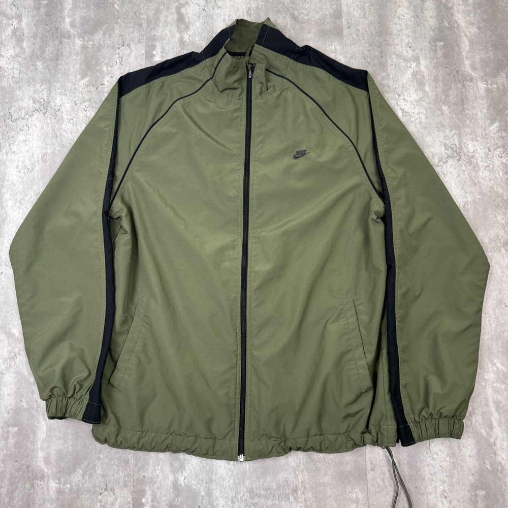 Vintage Nike Windbreaker Jacket Mens XL Full Zip Green Black Colorblock
